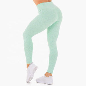 Leggings de yoga taille haute à carreaux grande taille en tissu Spandex/Nylon, pantalon de sport froncé aux fesses, taille élastique, respirant, haute qualité - Product Image 6