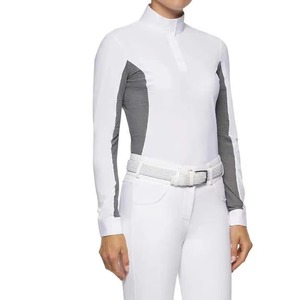 Women Equestrian Top Horse Riding Show Shirt Solid Above <b>Knee</b> Short Full Sleeves Competition Riding Suit Drop Shoulder - Product Image 1