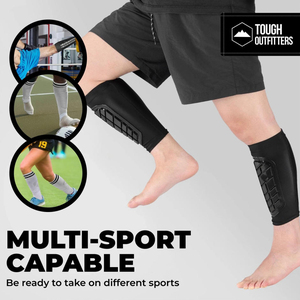 Protège-tibias de football rembourrés avec manchons de compression pour hommes, femmes et jeunes - Product Image 3