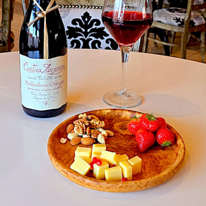 Assiette ronde artisanale en bois d'olivier |   Plat de service rustique |   Décoration de cuisine naturelle |   Vaisselle en bois - Product Image 4