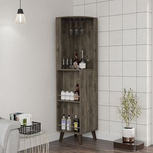 Mobile bar Cincinnati marrone scuro con portabicchieri, due ripiani esterni, un cassetto, quattro gambe - Product Image 1