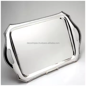 Elegante y duradera bandeja de aluminio para servir, perfecta para servir bebidas, aperitivos y Decoración elegante - Product Image 1