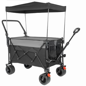 Carrello Pieghevole Multifunzione Push-Pull con Maniglia Girevole, Tettuccio, Ruote All-Terrain 7x4, Freni e Alta Capacità di Carico per Campeggio - Product Image 3