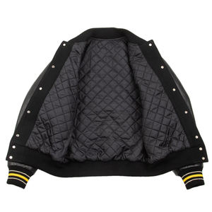 Veste de baseball pour homme personnalisée avec broderie chenille, manches en cuir, col montant, style universitaire, longueur longue - Product Image 3