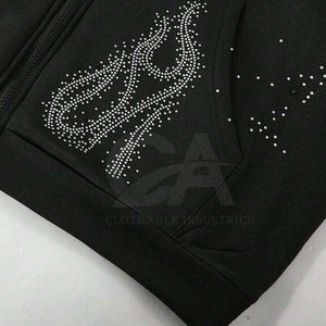 Premium Quality Women <b>Rhinestone</b> <b>Hoodies</b> With Decorative Stone Detail Fashion Clothing Factory - Product Image 4