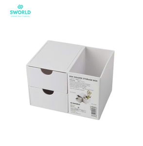 SWORLD Pastel <b>Plastic</b> Pen Holder <b>Storage</b> Box, Multi-Compartment Desk Organizer with <b>Drawer</b> for Office Supplies Wholesale - Product Image 3