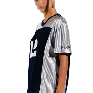 Maillot de football américain pour femme, col en V, maille argent marine, numéro 12, manches courtes, coupe régulière, vêtement anti-humidité - Product Image 2