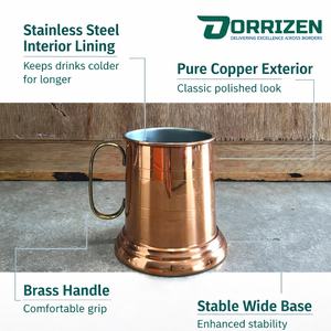 Chope à bière vintage en cuivre avec poignée en laiton, classique, écologique, réutilisable, vaisselle traditionnelle pour bar, maison, cuisine, cadeau durable - Product Image 6