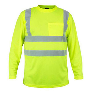 Men's High Visibility Reflective Long Sleeve Work Shirt Orange with Silver Stripes and Chest Pocket - Product Image 2