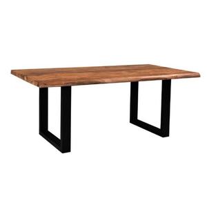 Modern Rectangle <b>Solid</b> <b>Wood</b> Dining <b>Table</b> with Metal Legs Eco-Friendly Handmade Durable Design 6 Seater Home Furniture - Product Image 3