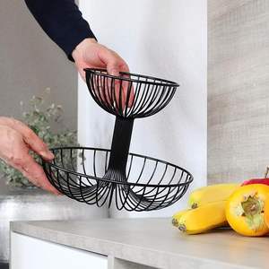 Panier de rangement industriel en métal noir, organisateur robuste en fil métallique pour la maison - Product Image 2