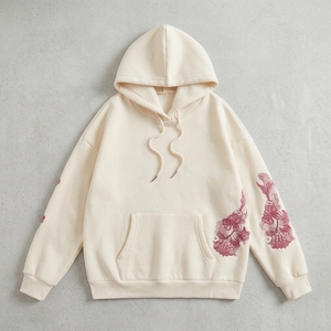 Sweat-shirt à capuche en coton 100% premium avec impression numérique et logo personnalisé perlé - Vente en gros - Product Image 5