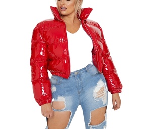 OEM Custom logo Warm Shiny <b>Bubble</b> <b>Coats</b> Customized Long Sleeve Solid Zipper Pocket Short Women Puffer Jacket Winter Jacket - Product Image 4
