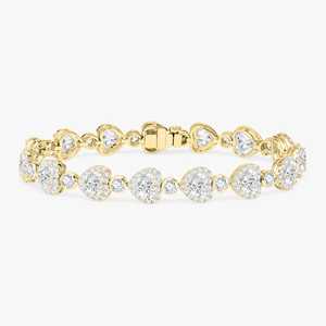 12 Ct Heart Lab Grown Diamond Tennis <b>Bracelets</b> 14k 18k <b>Solid</b> Gold Halo Bezel Set 6.5 7 Inch Everyday Wear Luxury Heavy Statement - Product Image 3