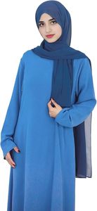 Women Modest Abaya Long Sleeve Round Neck Floor Length Solid Color <b>Loose</b> Fit Daily Wear Middle East Style Lightweight <b>Dress</b> - Product Image 3