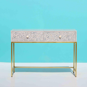 Table de chevet Art Déco en os incrusté, motif floral, pour hôtels, restaurants, chambres et décoration intérieure de luxe - Product Image 1