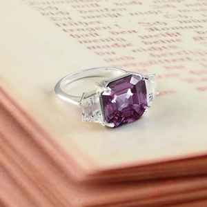 Bague Asscher en argent sterling avec alexandrite, bijou de fiançailles et de mariage, pierre précieuse naturelle, cadeau de demande en mariage pour femme - Product Image 4