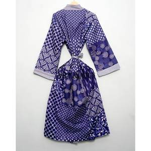 Robe Kimono Vintage en Coton Imprimé Floral pour Femme, Col en V, Fermeture à Cordon, Respirante, Séchage Rapide, Coupe Décontractée, Idéale pour l'Été - Product Image 5