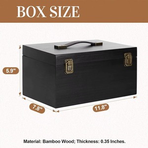 Coffre en bois noir élégant avec fermoirs métalliques anciens et poignée supérieure en cuir pour un rangement et une décoration intérieure sophistiqués et modernes - Product Image 3