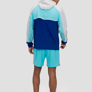 Conjunto de Chaqueta Cortavientos de Nailon de Tres Tonos Personalizado, Traje Deportivo con Bloques de Color para Verano y Otoño, Camiseta de Manga Corta y Pantalones Cortos, OEM ODM - Product Image 2