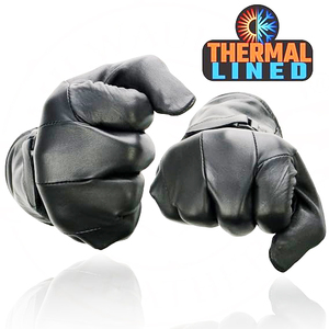Gants de moto en cuir pour homme Samroz Sports, doublés, avec manchettes en cuir - Product Image 2