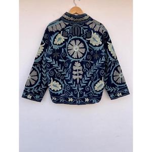 Stylish Premium Quality Winter Cotton Velvet Embroidered Vintage Floral Suzani Style Bohemian Reversible <b>Jacket</b> Gift for Her - Product Image 4