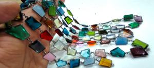 Chaîne de connecteurs en quartz cristal multicolore découpé au laser, forme irrégulière, 14 à 15 mm, vendue au mètre - Product Image 2