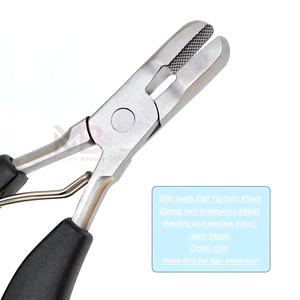 Stainless Steel Plier <b>Glue</b> Remove Flat Tip Hair Plier for Hair Extensions Tool Smooth Handle Hair Extension Pliers - Product Image 5