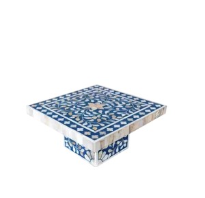 Élégant support à gâteau en nacre, magnifique plateau carré haut en mosaïque de coquillages pour la restauration haut de gamme et les buffets d'hôtels - Product Image 3
