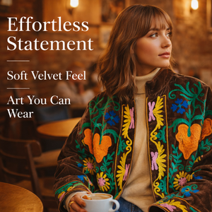 Chaqueta de Terciopelo Personalizada para Mujer, Bordado de Estrella Celestial y Corazón, Cuello Alto, Bolsillos Laterales, Forro de Algodón Transpirable - Product Image 3