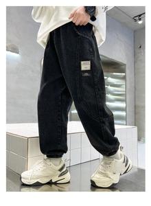 Pantalones Vaqueros de Mezclilla para Niños, Primavera-Otoño, Estilo Desgastado, Color Blanco, Corte Ajustado, 100% Algodón Ecológico, Tallas Grandes, Transpirables - Product Image 4