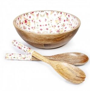 Bol en bois multifonctionnel avec finition émaillée brillante, idéal pour servir des collations, des fruits ou mélanger des ingrédients - Product Image 3