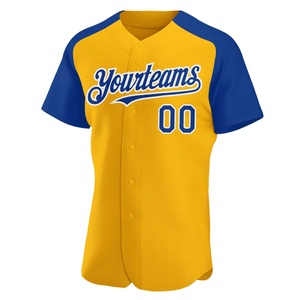 Nueva Llegada, Jersey de Béisbol Amarillo y Azul, Tejido Transpirable de Secado Rápido, Colores Personalizados, Fabricante OEM ODM - Product Image 2