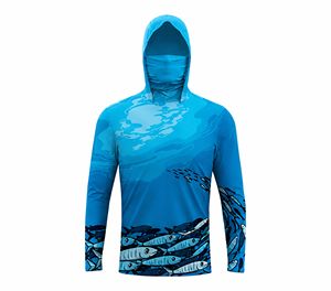 Sudadera de Pesca para Hombre con Protección Solar UPF 50, Manga Larga, Estampado por Sublimación, Anti-UV, Diseño de Peces Azules, Ropa para Exteriores - Product Image 2