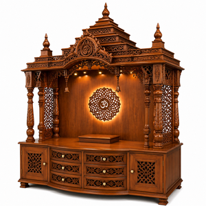 Traditional South Indian Style Temple with Grand Gopuram Custom Luxury Wooden Temple for Home Wholesale Luxury Wooden <b>Mandir</b> - Product Image 3