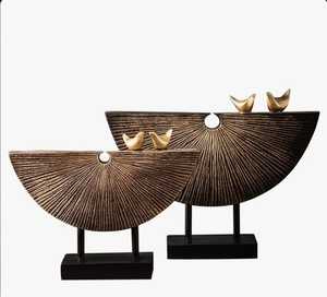 Modern Aluminium Geometric Sculpture Set 2Pcs Handmade Eco-Friendly Tabletop Decor for Home Office - Product Image 6