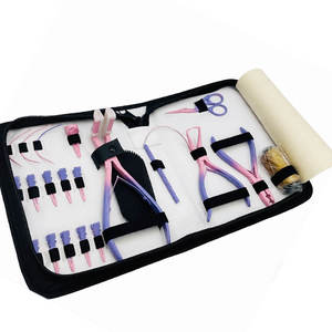 Kit professionnel pour salon de coiffure : Outils pour extensions de cheveux cousues à la main, micro-anneaux, perles, pinces ouvre-fermeurs, boucles en acier inoxydable - Product Image 4