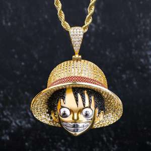Pendentif Singe D. Luffy en Or Plaqué Moissanite Style Hip Hop Unisexe Collier Charme pour Usage Quotidien - Product Image 3