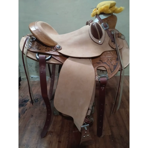 Ensemble de sellerie Western pour course de barils, comprenant une selle de trail, une têtière, un collier de poitrée et des rênes, en cuir de qualité supérieure, durable, pour l'équitation. - Product Image 3