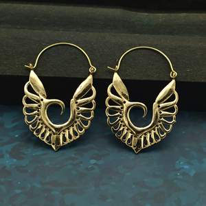 Boucles d'oreilles créoles en laiton plaqué or, style bohème, bijoux pendantes tendance pour femme - Product Image 1