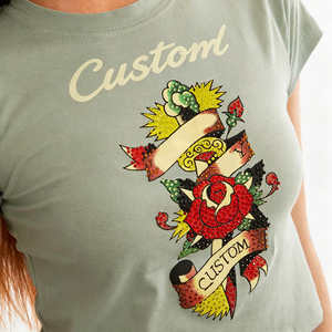 Camiseta de Cuello Redondo con Bordado 3D de Estilo Americano, Camiseta de Verano para Mujer, de Algodón Puro, de Manga Corta, Estilo Hot Girl - Product Image 4