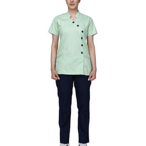 Fashionable Women Medical Scrub Uniform <b>Set</b> Mandarin Collar Button Design Nurse <b>Doctor</b> Spa Beauty Salon Slim Fit Hospital Wear - Product Image 1