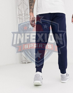 Men's Navy Blue Cotton Sweatpants <b>Elastic</b> <b>Waist</b> Side Pockets Casual Joggers Autumn Wear - Product Image 3