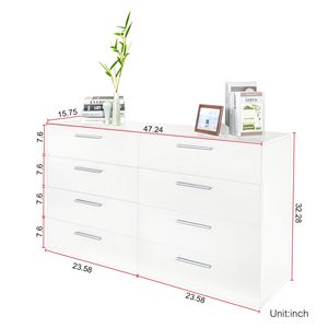 Cassettiera Doppia a 8 Cassetti Bianca Moderna in MDF, Mobile Contenitore per Camera da Letto, Soggiorno o Ingresso, Autoportante ed Estensibile - Product Image 3