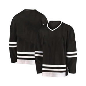 Maillot de hockey sur glace pour homme à col en V, manches longues, noir rayé, polyester, coupe classique, toutes saisons, vêtements respirants - Product Image 4
