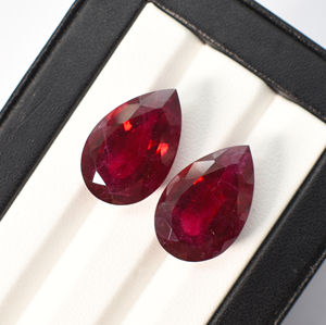Rubis rouge cultivé en laboratoire avec inclusions, pierre précieuse en forme de poire, rubis rouge, 20x13 mm, pierre de naissance de juillet pour la fabrication de bijoux - Product Image 2