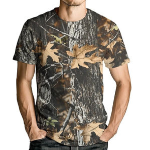 Camiseta de camuflaje para hombre, cuello redondo, manga corta, de algodón, para caza y senderismo, con estampado de camuflaje, corte regular y holgado, para chicos. - Product Image 1