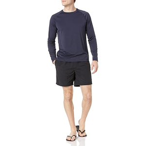 Haut de bain athlétique à manches longues Performance pour homme, bleu marine foncé, anti-UV UPF 50, séchage rapide - Product Image 3