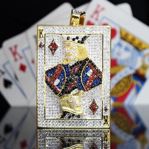 Pendentif Moissanite Rummy King en Argent 925, Lettre Personnalisée, Style Hiphop, Bijou Moissanite pour Homme, Sertissage Complet, Idéal au Quotidien - Product Image 2