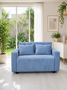 Emerald Modern Two-Seater Blue Light <b>Sofa</b> Padded Backrest Eco-Friendly Custom Fabric Apartment Hotel Use Warehouse Hospital - Product Image 3